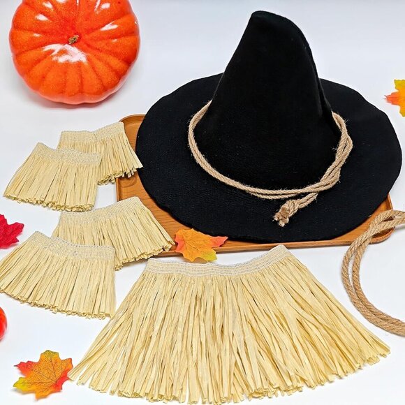 Scarecrow Costume Accessories Felt Straw Hat Adjustable Cuffs for Adults - Picture 4 of 6